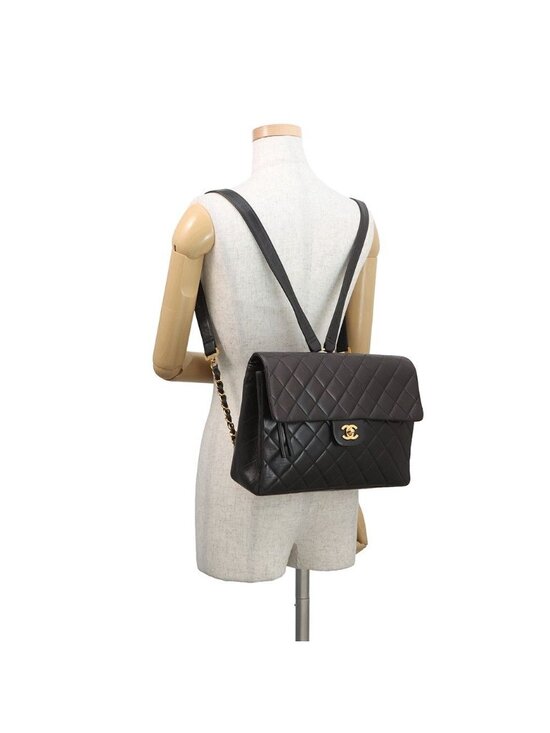 Chanel Backpack CC Logo Quilted Lambskin Black
